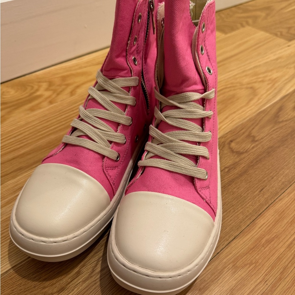Pink High-Top Canvas Sneakers